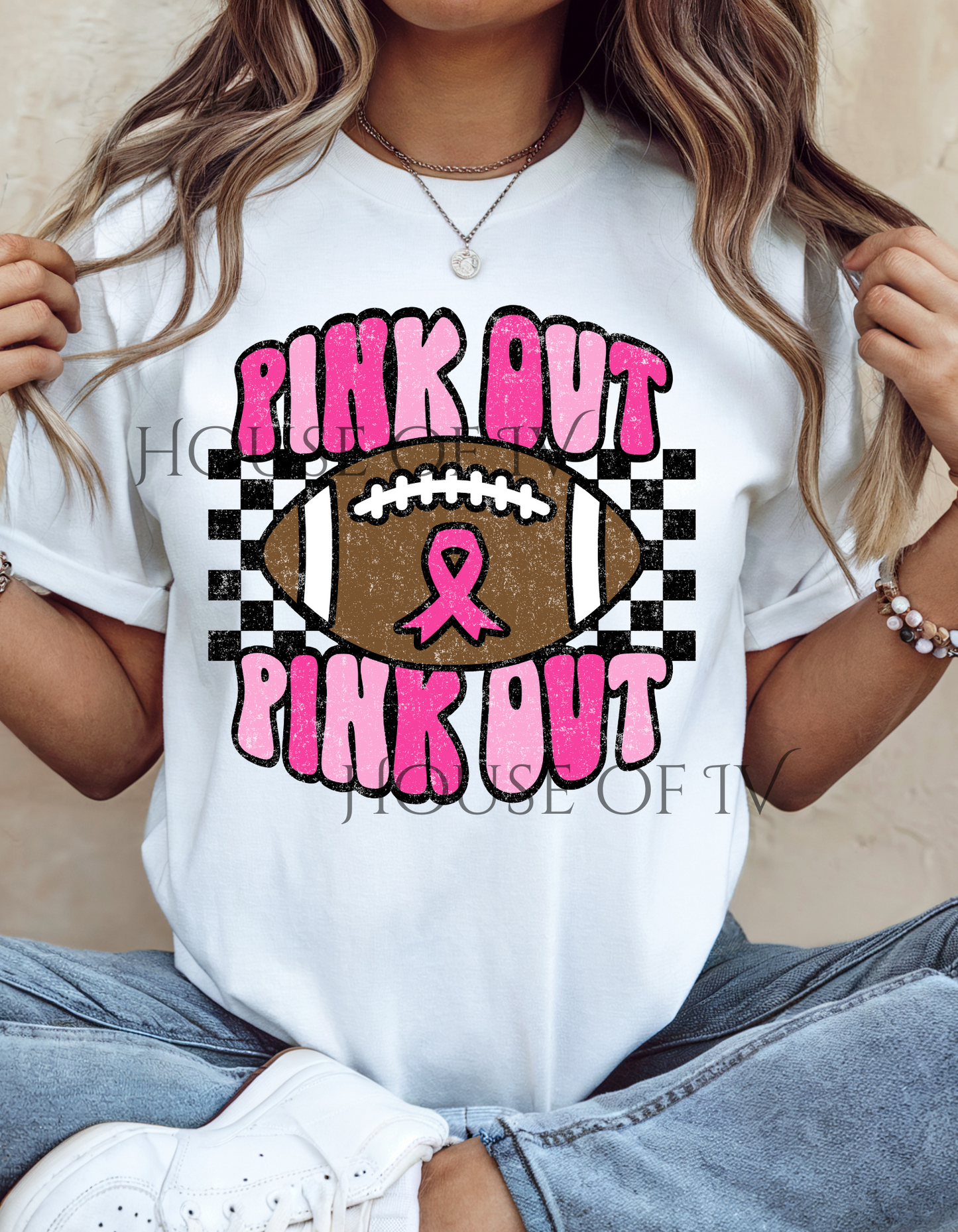 Checkered Pink Out Football