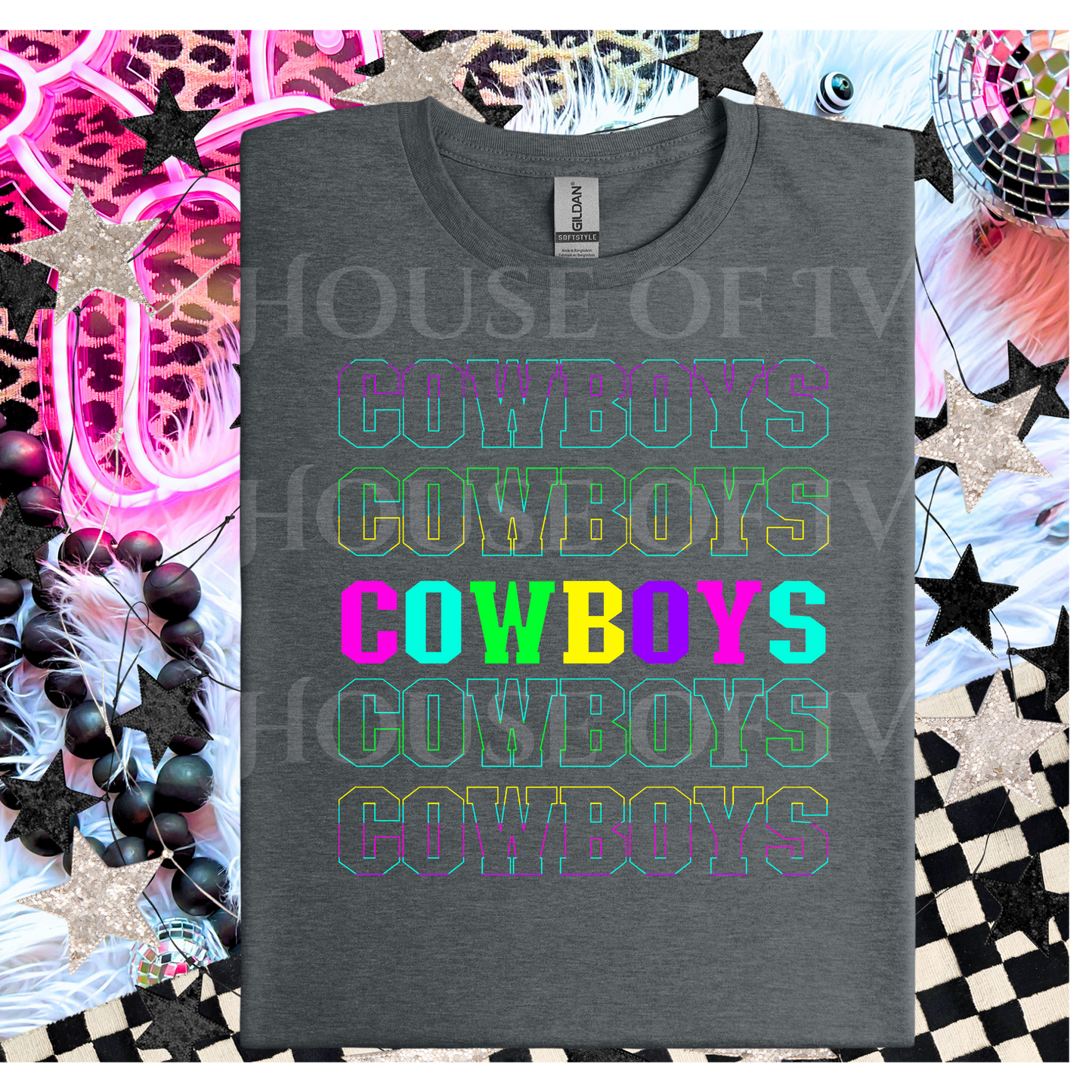 Neon Stacked Cowboys