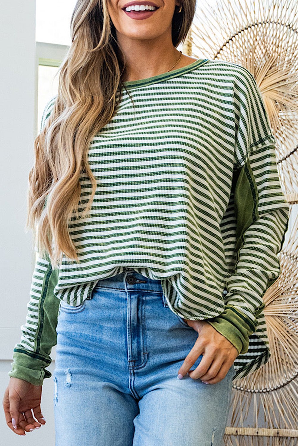 Green Stripe Thermal Top