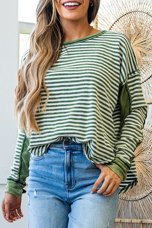 Green Stripe Thermal Top