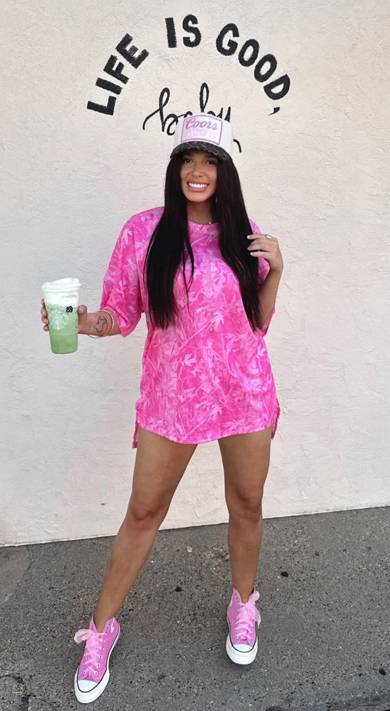 Pink Camo Oversized Shirt + Biker Short Set